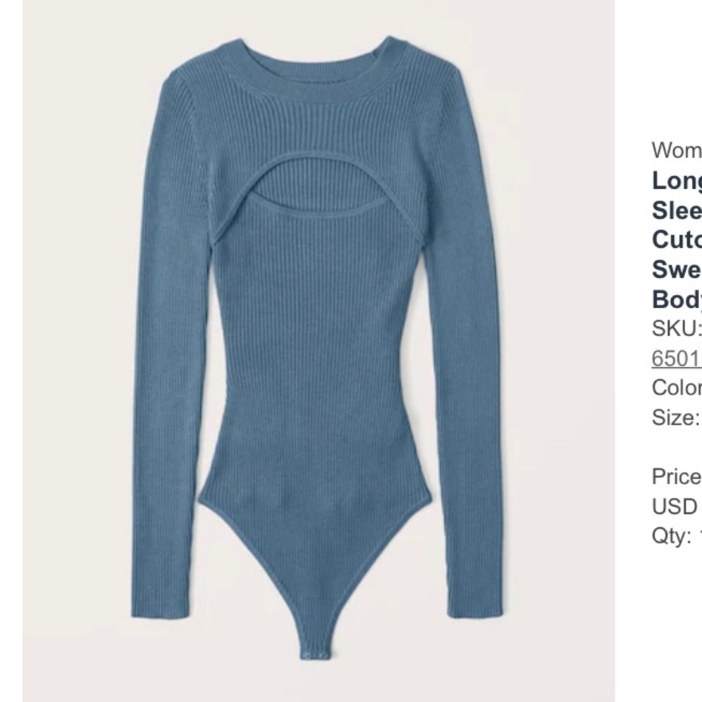 Long-Sleeve Cutout Sweater Bodysuit